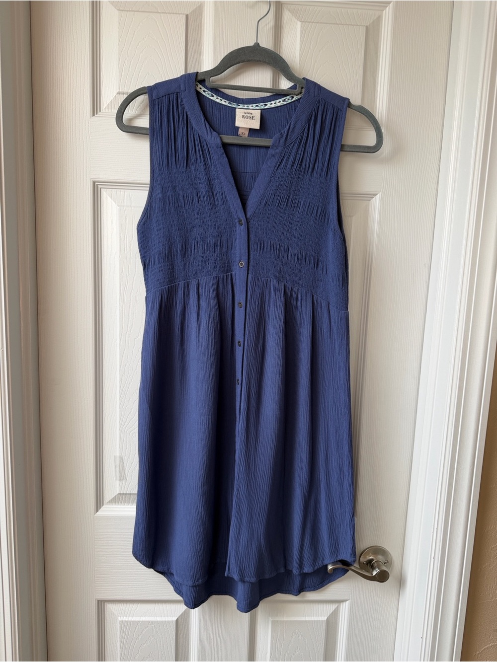 Knox Rose Blue Sleeveless Button Front Midi Dress | XS | Boho - Picture 4 of 4